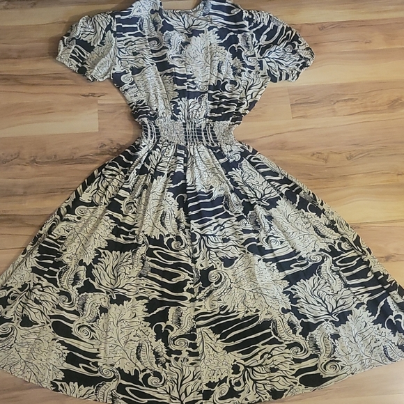 Vintage 80s Seahorse Print Day Dress Warren Z M - Picture 7 of 13